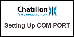 How do I set up a COM PORT on my DFE II and DFS II force gauges